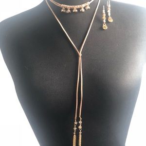 LEATHER Necklace +earrings SET! NWT AND Bonus⭐️